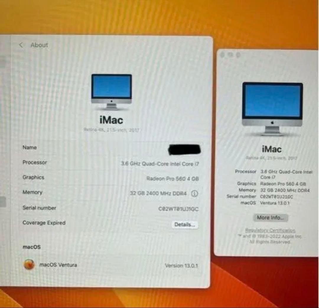 【最終価格】 iMac 21.5in Retina 4K 32GB 1TBSSD