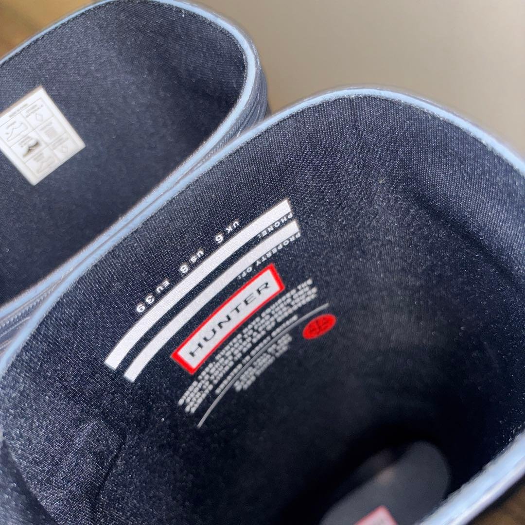 HUNTER ネイビー ロングブーツ バックル付き