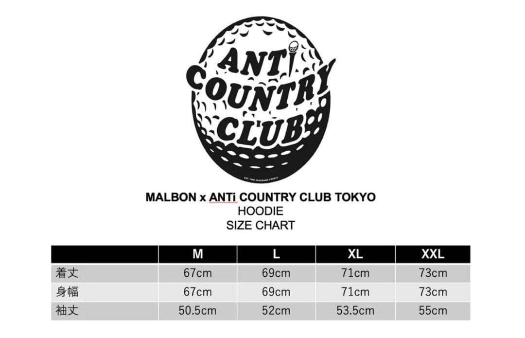 メンズウェア MALBON x ANTi COUNTRY CLUB TOKYO HOODIE