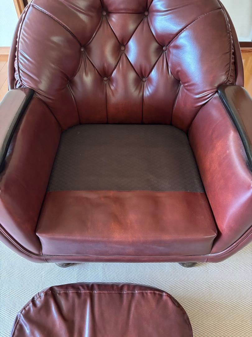 【最終値下げ！】昭和レトロ　レザー調 1人掛けソファ