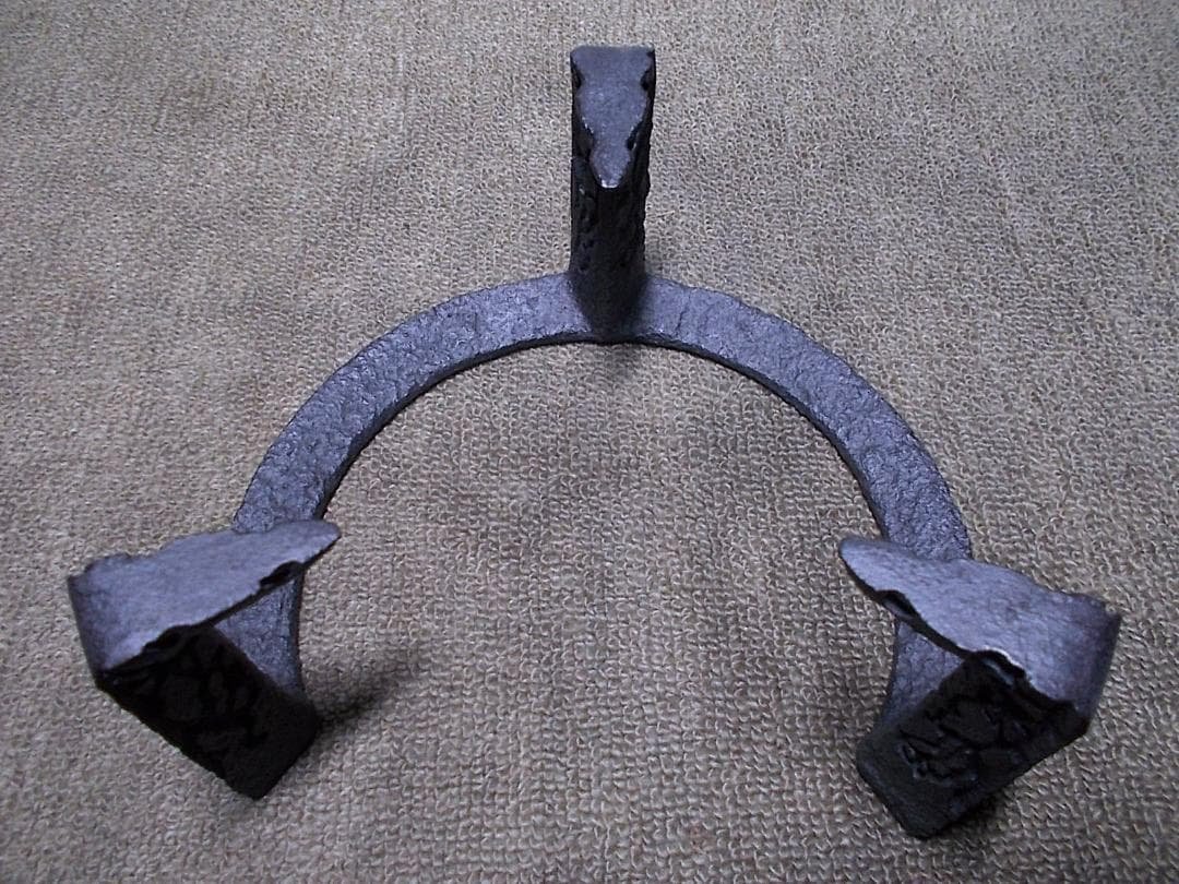 茶道具 風炉釜セット 茶釜 釜環 未使用五徳 重厚唐銅面取風炉 送料込み