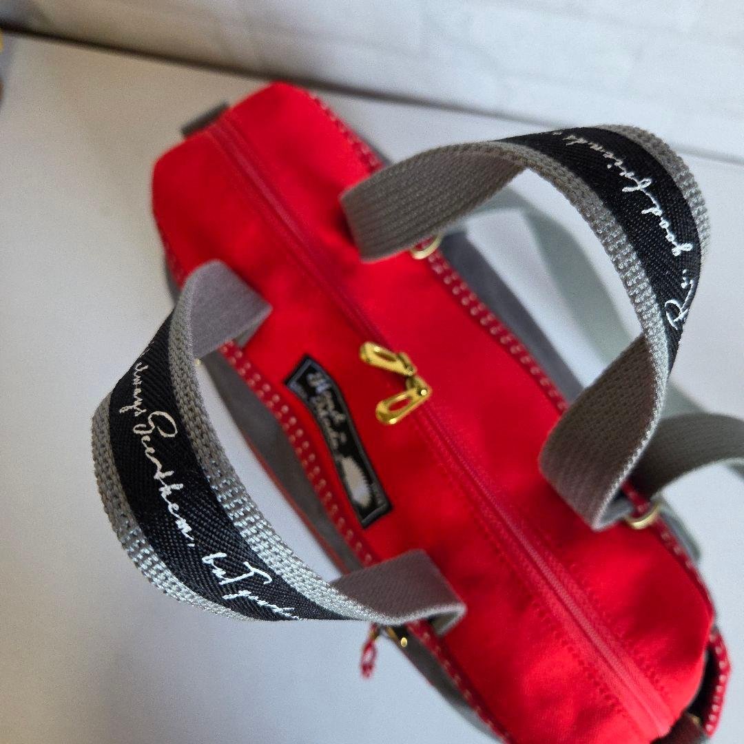 ボストン型3way バッグ(L)　帆布×ドット　ハンドメイド