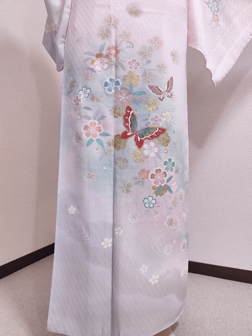 ❰6547❱ フルセット　付け下げ訪問着　作家　山本寛斎　桜　蝶　袋帯　正絹着物