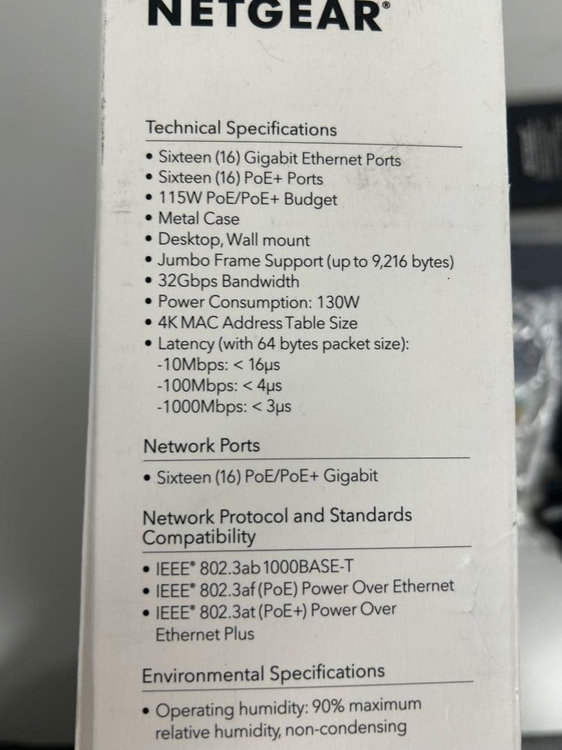 NETGEARスイッチングハブ 16ポート1G PoE+115W,GS316P