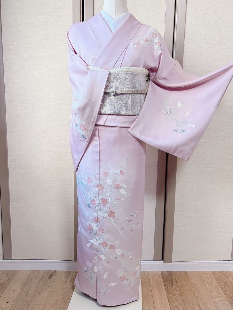 美品　訪問着　一つ紋　フルセット　裄66 加賀友禅 卒業式　入学式　M S 鳥