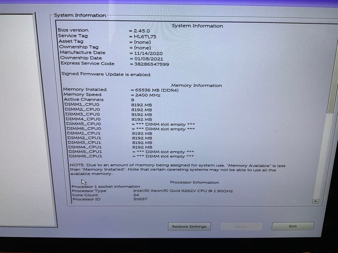 ワークステーション Dell T7820 Xeon 6262V x2 64GB